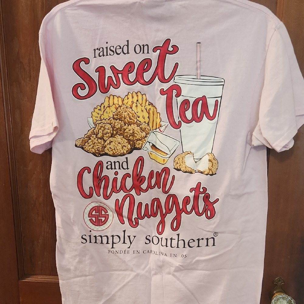 Simply Southern Light Pink Tee with Sweet Tea and Nuggets Design